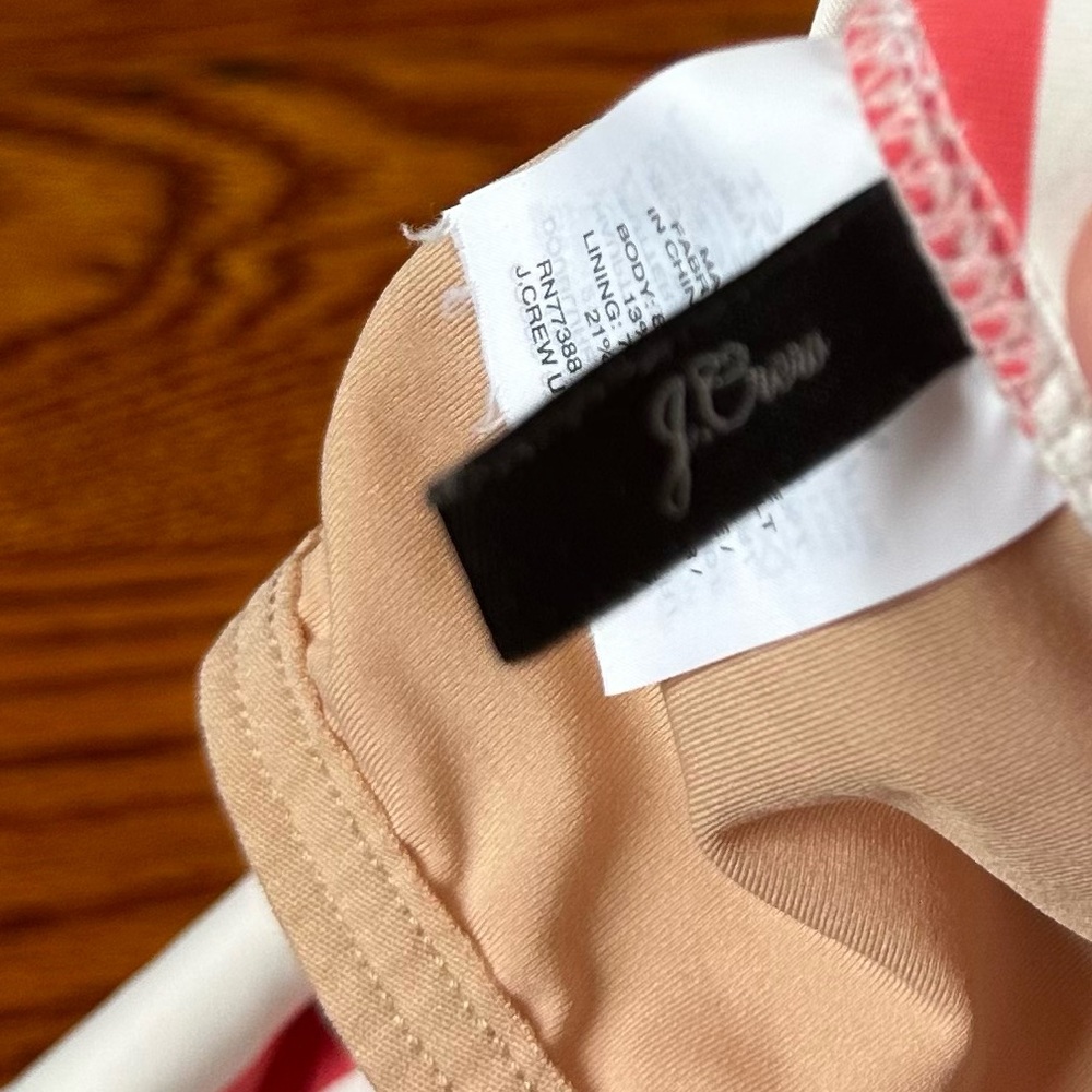 J. Crew Striped Strapless Red and White One-Piece Swimsuit Women’s Size 10 - Picture 6 of 6